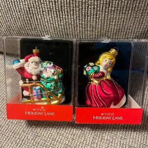 Macy's Holiday Lane Christmas Ornaments (Includes Both Pictured)Collection Glass